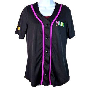 Mardi Gras 2025 Black Baseball Shirt W/ Purple Green Gold Graphics NOLA Med